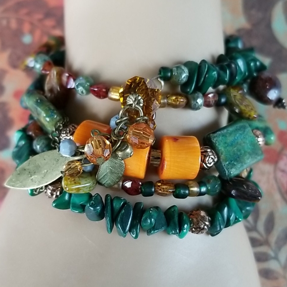 NWT Semi-precious Stone Beaded Wrap Bracelet - Picture 9 of 16